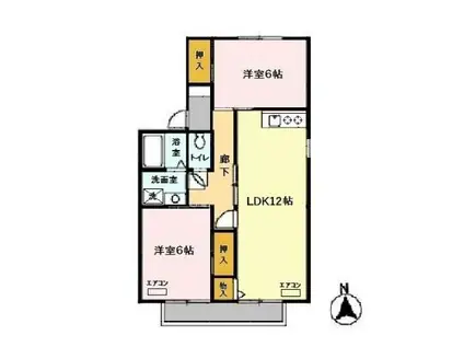 グリンヴェールA/B(2LDK/1階)の間取り写真