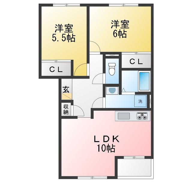 ピュアフォレスト(2LDK/1階)の間取り写真
