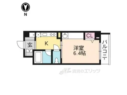 エバーグリーン御薗橋(1K/3階)の間取り写真