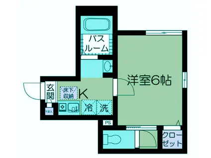 フェリーチェ梅屋敷2(1K/1階)の間取り写真