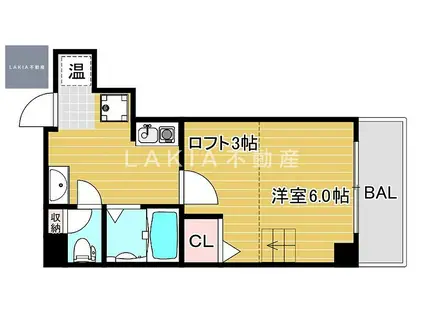 ハクユウ元町(1K/8階)の間取り写真