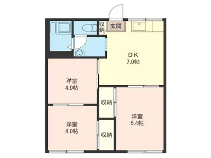 桜ハイツC(3DK/1階)の間取り写真