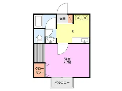アスリート(1K/3階)の間取り写真