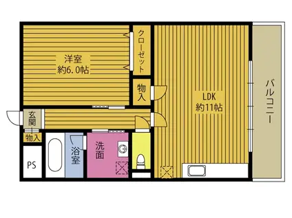 アベニュー千(1LDK/4階)の間取り写真