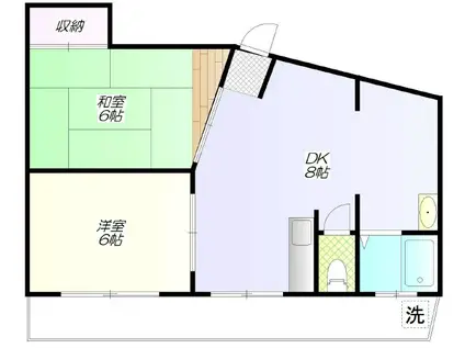 岳洋マンション(2DK/7階)の間取り写真