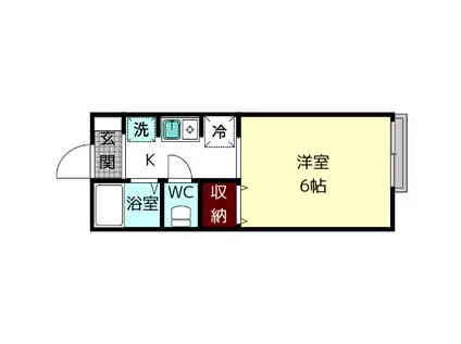 ジョイフル東生駒A(1K/1階)の間取り写真