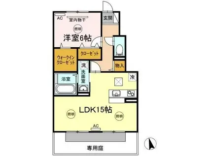 ル・ソレイユ(1LDK/1階)の間取り写真