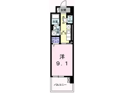 クレール姫路II(1K/5階)の間取り写真