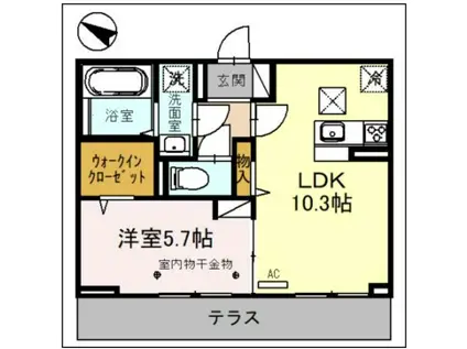 リヴィエール I(1LDK/2階)の間取り写真