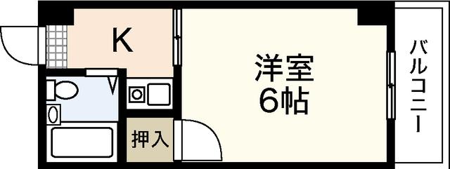 ハイパ-ク庚午(1K/2階)の間取り写真
