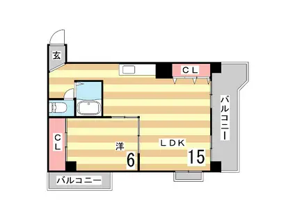 甲南野崎ハイム(1LDK/3階)の間取り写真