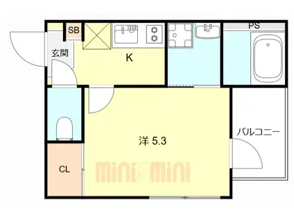 サンクチュアリ姫嶋(1K/2階)の間取り写真