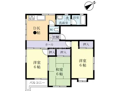 アソール五軒町(3DK/3階)の間取り写真