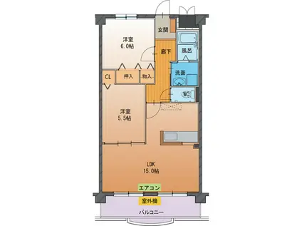 HEARTFUL CLAIR(2LDK/1階)の間取り写真