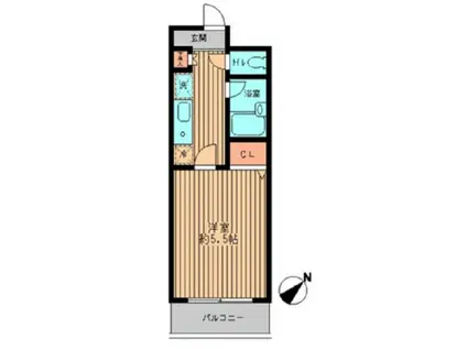 サウスシティ阿佐ヶ谷(ワンルーム/2階)の間取り写真