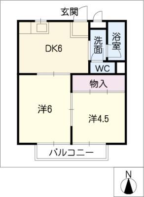 イーストコーポ(2DK/2階)の間取り写真