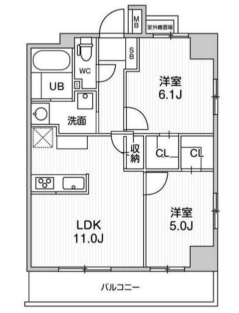 ALTERNA日暮里(2LDK/4階)の間取り写真