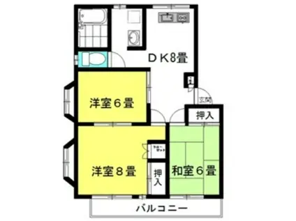 グランシャリオ2番館(3DK/2階)の間取り写真