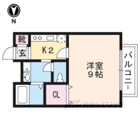 AMOUR一乗寺2棟(1K/2階)の間取り写真
