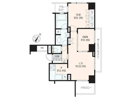 アトラスヒルズ文京白山(1SLDK/3階)の間取り写真