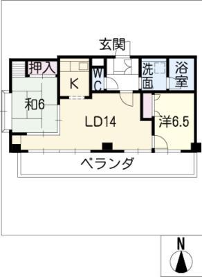 錦ハーモニービル(2LDK/11階)の間取り写真