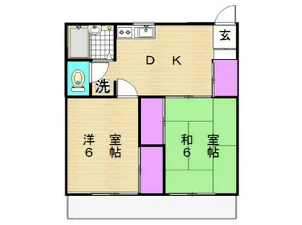 第2ヒルトップ梶ヶ谷(2DK/1階)の間取り写真