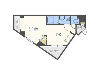 プラスワン(1DK/3階)の間取り写真