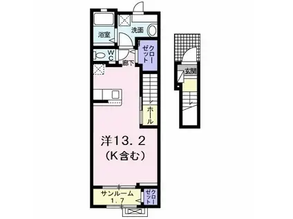 ベル ルミエール 南III(1K/2階)の間取り写真