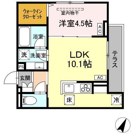ASSET-COURT立川上砂町5丁目 B棟(1LDK/1階)の間取り写真