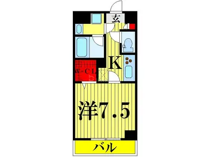 グランシャリオ西新井(1K/2階)の間取り写真