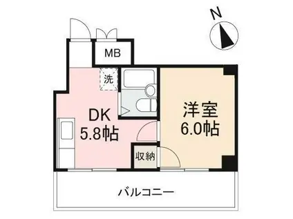 花園ハイツ(1DK/3階)の間取り写真