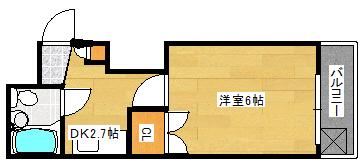 ブルーコート段原(1K/4階)の間取り写真