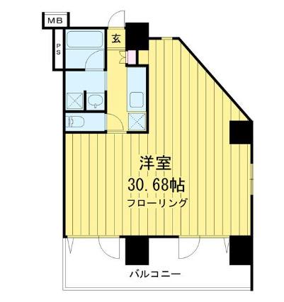フラット中目黒(1K/6階)の間取り写真