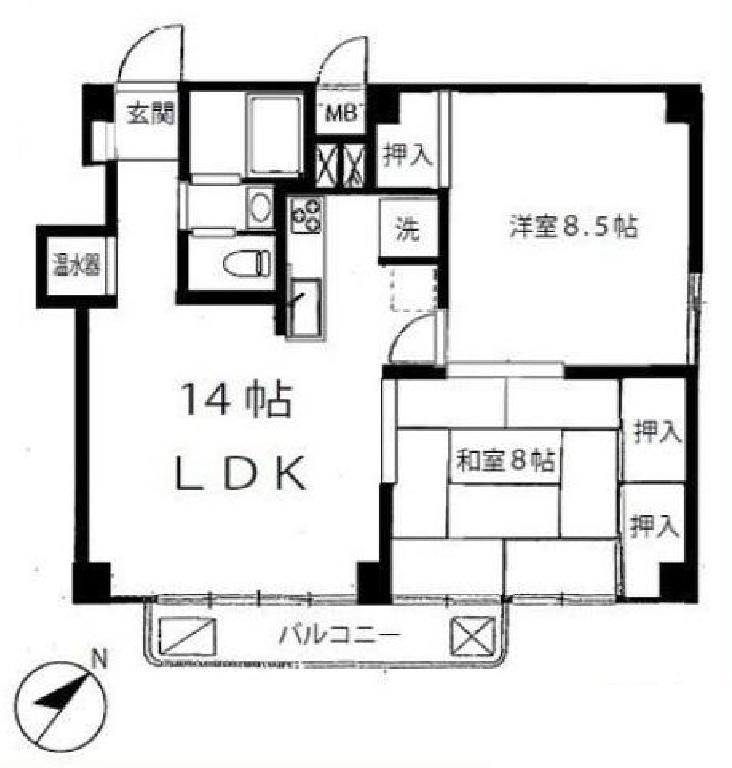 ヴェラハイツ赤坂新坂町(2LDK/2階)の間取り写真