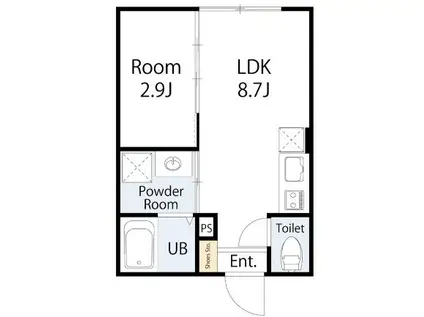 FLAP新都心(1LDK/3階)の間取り写真