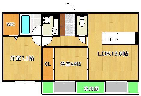 BELLE FLEURII(2LDK/1階)の間取り写真
