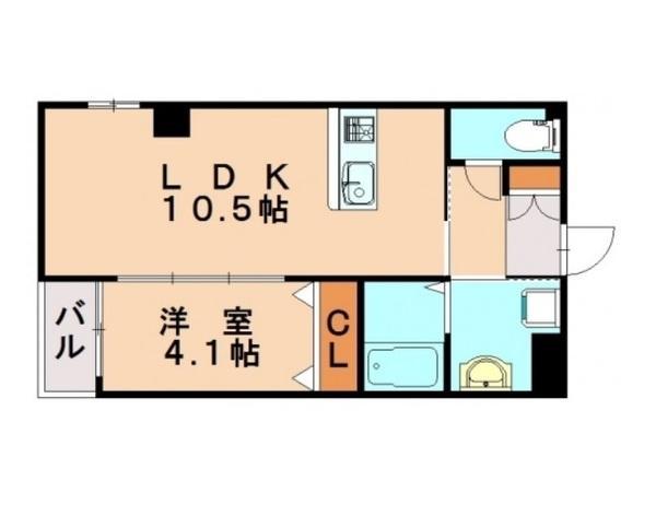 ハーヴェスト久留米(1LDK/1階)の間取り写真
