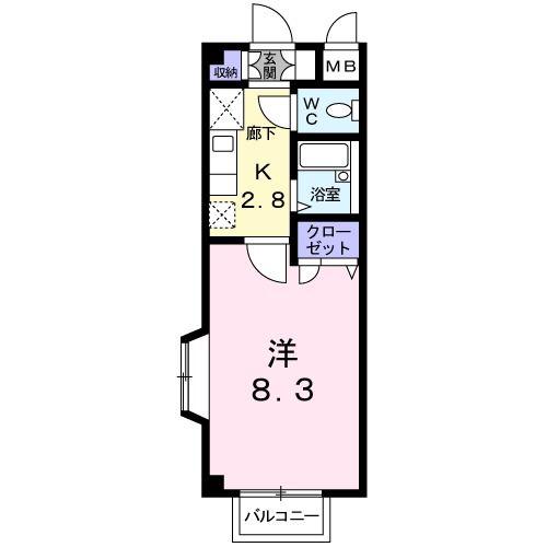 クレール穴生(1K/1階)の間取り写真