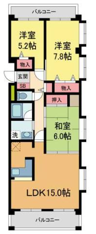 ジュエルコート甲子園口II(3LDK/1階)の間取り写真