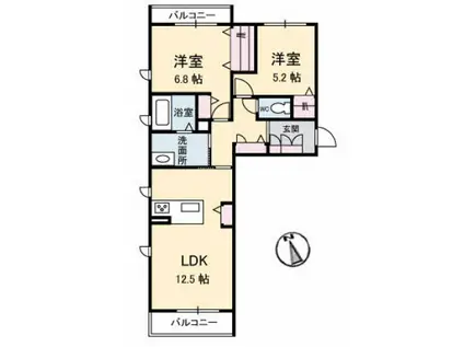 ガーデンズスクエア広(2LDK/3階)の間取り写真