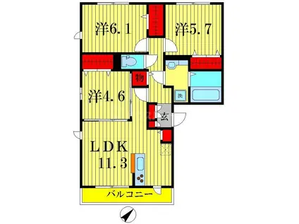 KLAUSE N(3LDK/3階)の間取り写真
