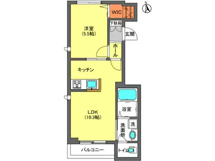 ソレイユ池袋(1LDK/3階)の間取り写真