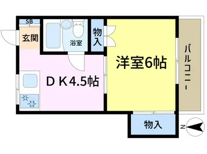 ハイム本一色(1DK/2階)の間取り写真