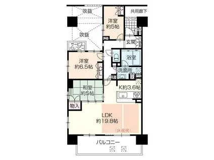 エスリード姫路(3LDK/7階)の間取り写真