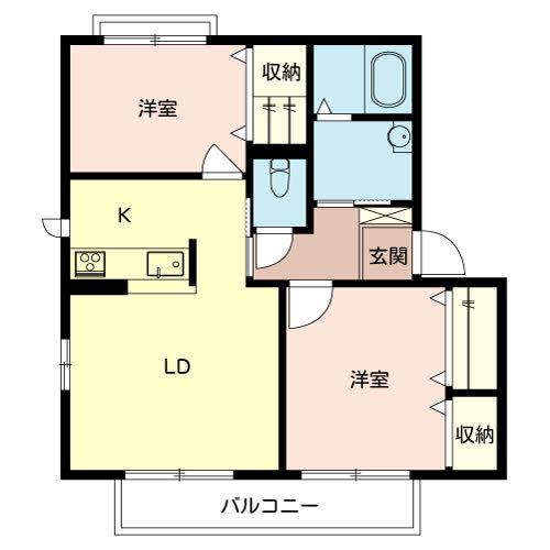 グリーンフィールドA(2LDK/2階)の間取り写真