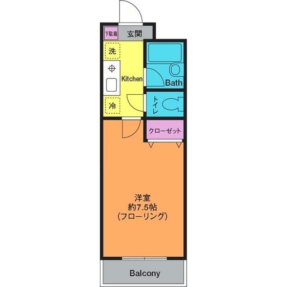 ドゥエル21(1K/2階)の間取り写真