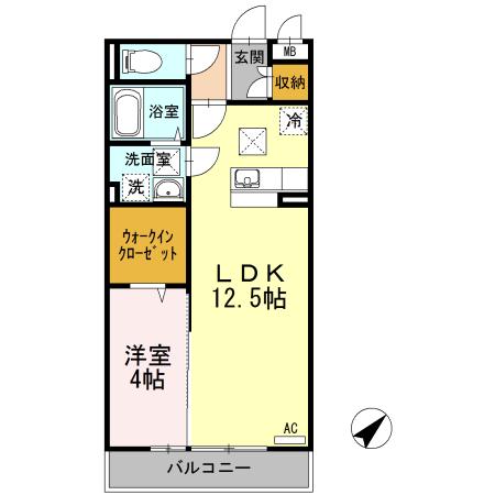 パインフィールド(1LDK/1階)の間取り写真