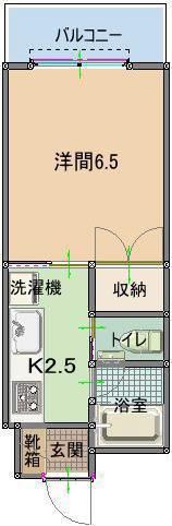 トーマス前島I(1K/4階)の間取り写真