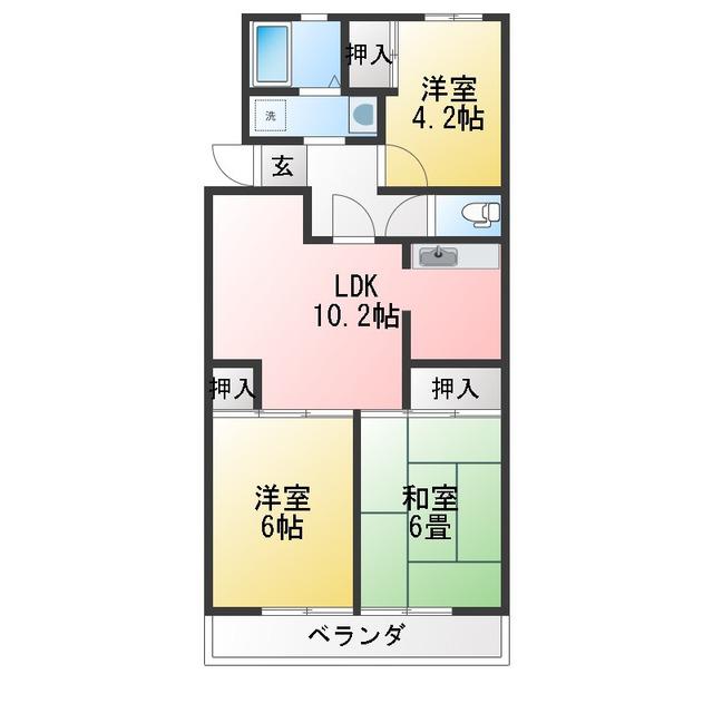 ジュネス星野(3LDK/1階)の間取り写真