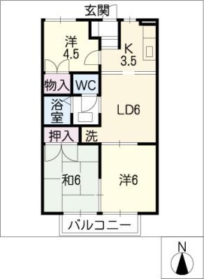 ヴィラージュアタゴ(3DK/1階)の間取り写真